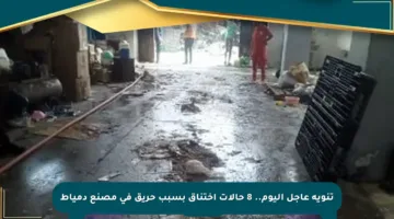 تنويه عاجل اليوم.. 8 حالات اختناق بسبب حريق في مصنع دمياط